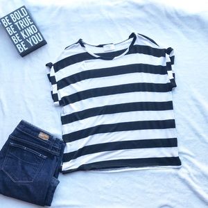 2 for $25 Everly anthro Black white striped boxy ribbed tee